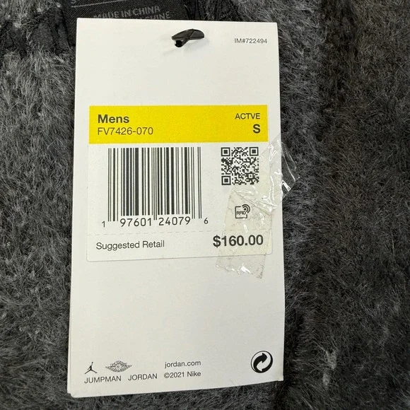 Jordan Flight Heritage Cardigan Mens SMALL Grey Ombre Fuzzy Sweater FV7426 NEW